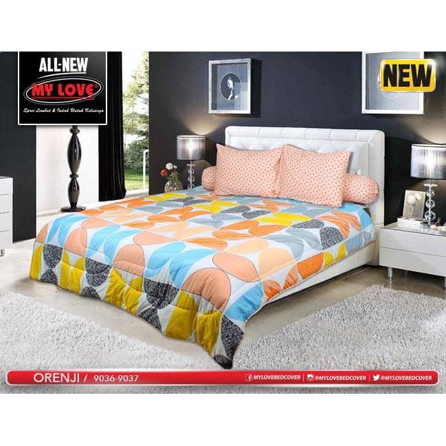 BEDCOVER SET MY LOVE ORENJI No.1 KING 180 T30 BCS BED COVER POLKA DOT