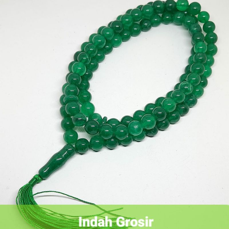 TASBIH BATU GIOK HIJAU KRISTAL 10MM 99BUTIR NATURAL