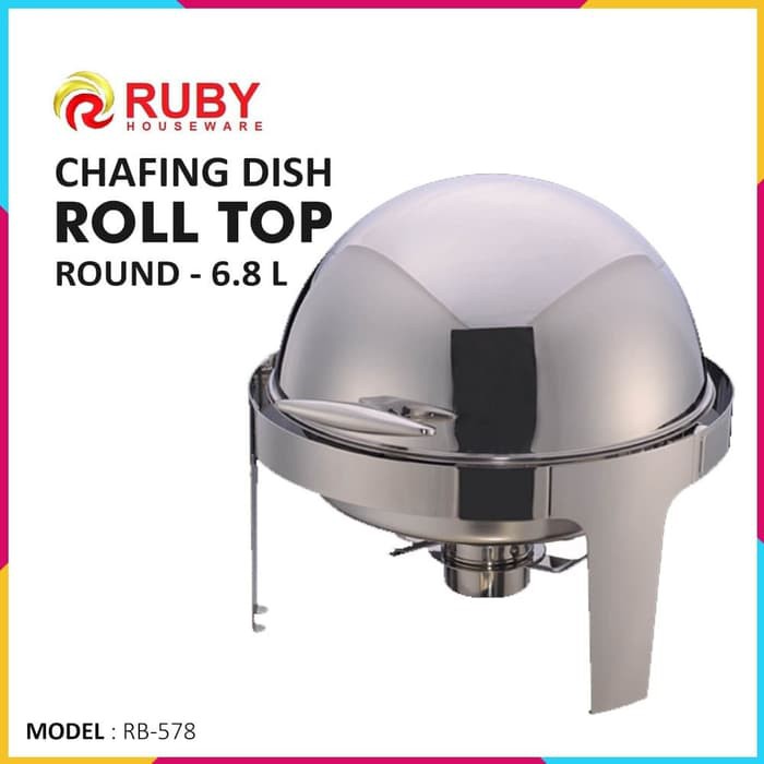 RUBY RB-578 Round Roll Top Chafing Dish 6.8lt - Food Warmer Stainless