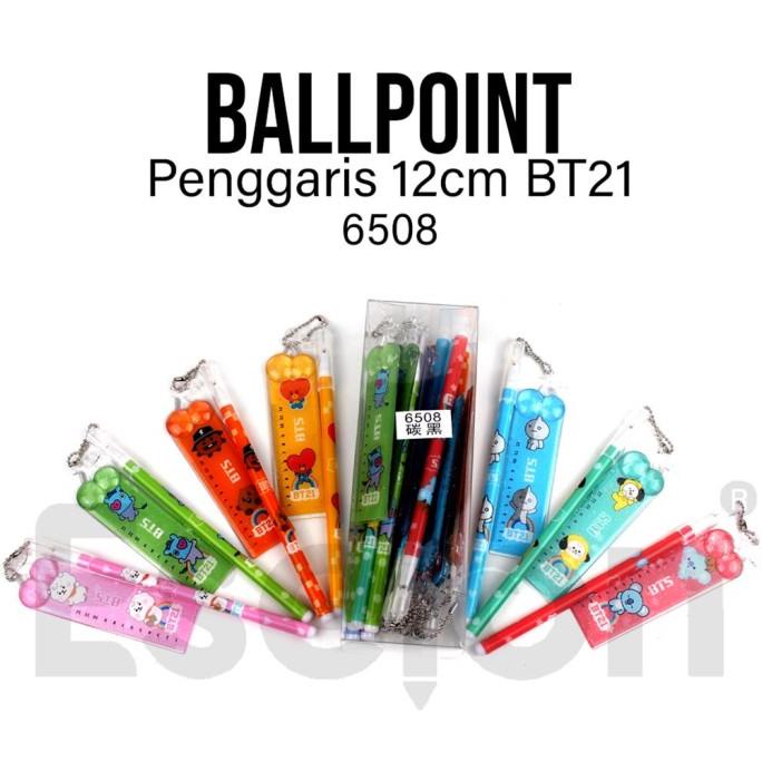 

+%+%+%] NEW! 12pcs Pulpen Gel BT21 6508 Penggaris / 1pack Pulpen Fancy