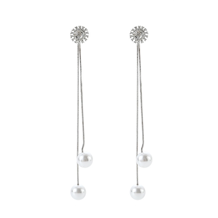 Gaya Korea temperamental peri panjang anting-anting imitasi mutiara liontin anting-anting kepribadia