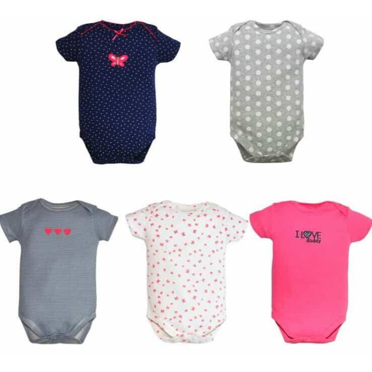 Tedmimak Bodysuit Shortsleeve Baby / Jumper Lengan Pendek / Baju Bayi / Pakaian Bayi Isi 5pcs