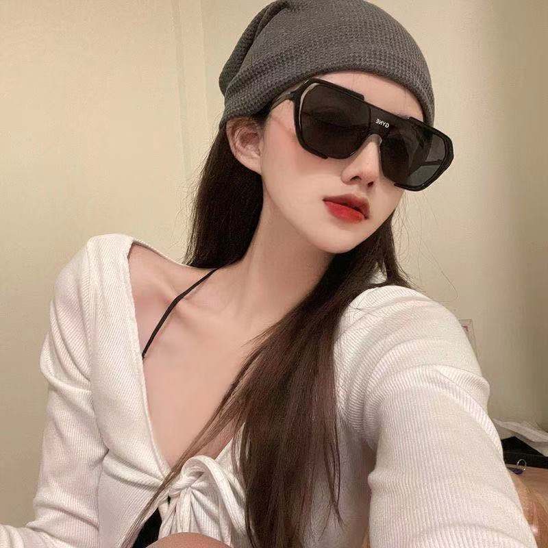 (YUZHU) COD Kacamata Hitam Gaya Korea Untuk Wanita/Pria Kebesaran Kacamata Bingkai Aviator