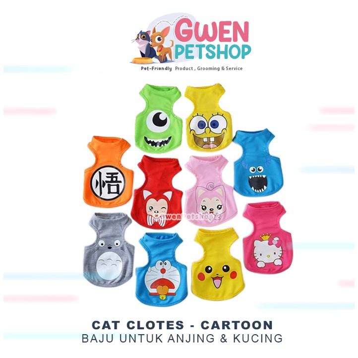 Baju Anjing dan Baju Kucing Model Kartun / Baju Kucing murah / Baju AnjinG