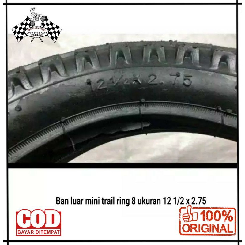 BAN LUAR MOTOR MINI TRAIL 12 1/2 X 2.75 RING 8 TYPE MT1