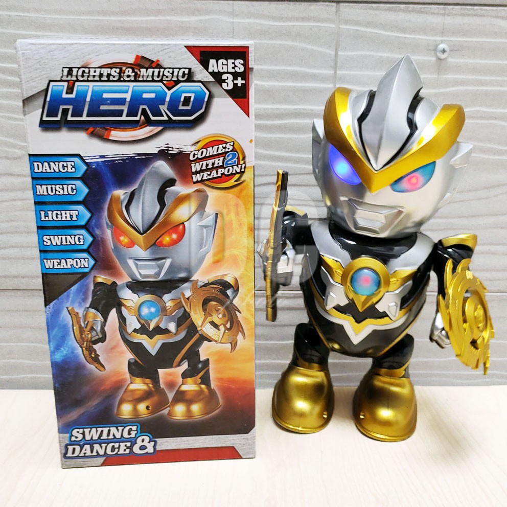 Dance Hero Ultraman Mainan Robot Superhero Menari Ada Lampu &amp; Musik