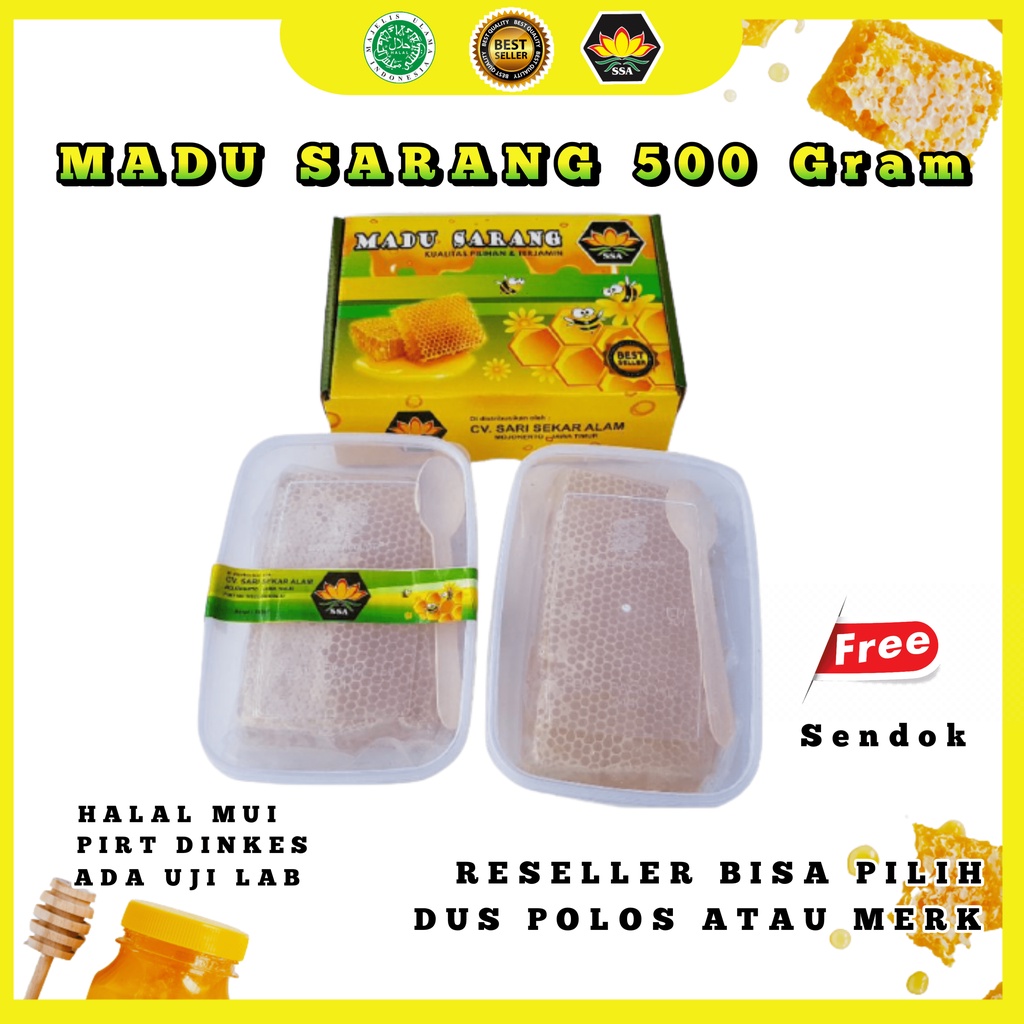 Promo 500 gram Madu Sarang murni Sari Sekar melifera free dus dan sendok