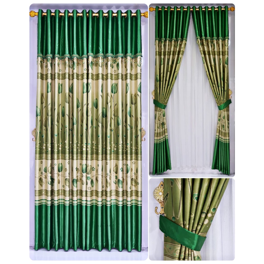 Gorden Jendela Tebal 100 Blackout Jakat Beludru Bunga Tulip Prin Mas A3 Model Semokring 12 Ring Poni Tempel Minimalis Mewah