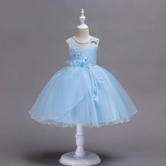 SALLY DRESS / DRESS PESTA ANAK IMPORT KOREA / GAUN NATAL MERAH HIJAU UNGU BIRU TOSCA PEACH MURAH