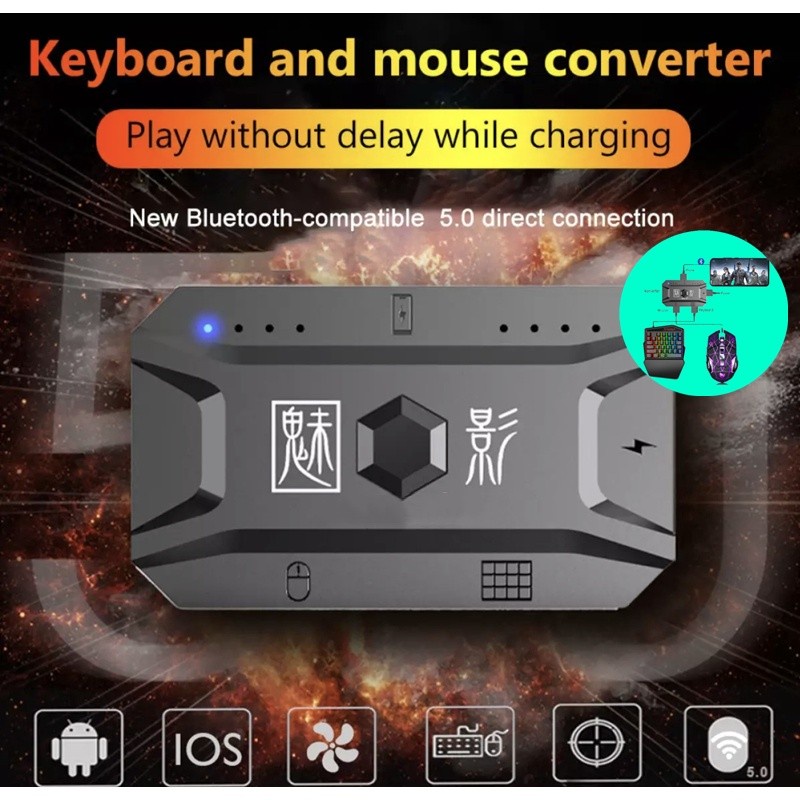 Upupin Konverter Bluetooth Penundaan Nol / One Hand Keyboard Converter MIPRO Mechanical Keyboard Mou