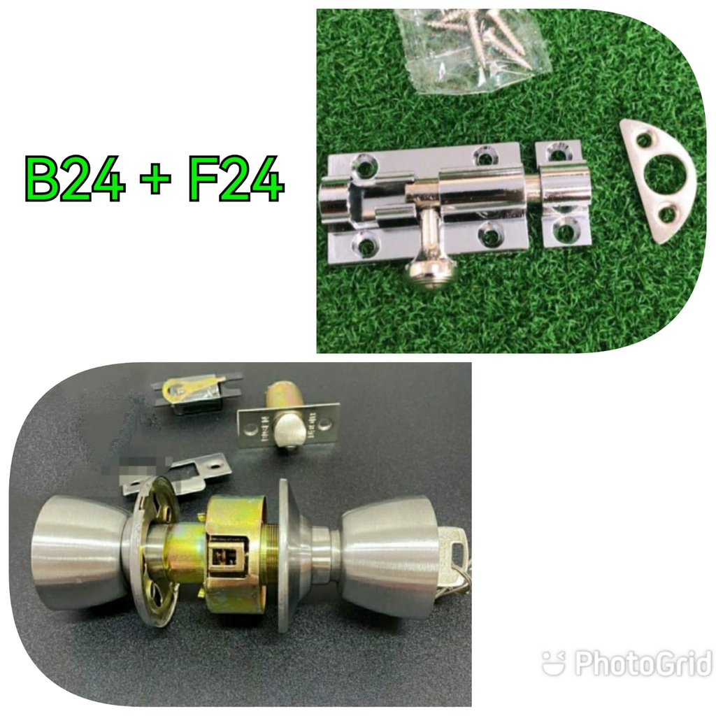 Paket grendel pintu 2 inci + pegangan pintu stainless