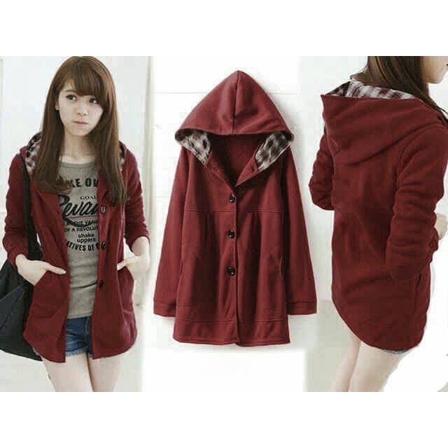 Jaket Wanita Distro Jemper Zipper Bomber Boomber Import Model Te FU185  [ Melda Maroon Ro]   Babyte