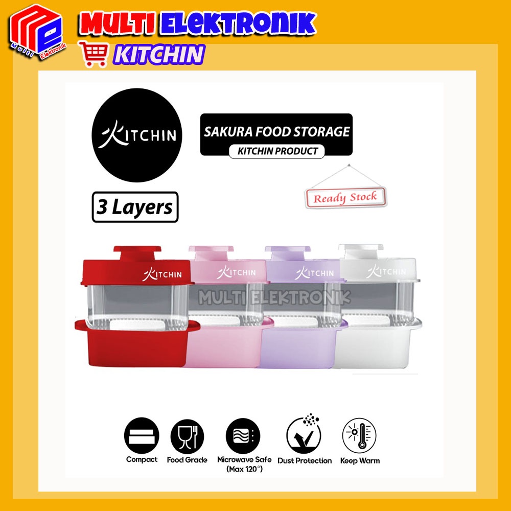 Rak Penyimpanan Makanan 3 Susun dengan Fungsi Penghangat - Kitchin Sakura / Food Storage Food Warmer