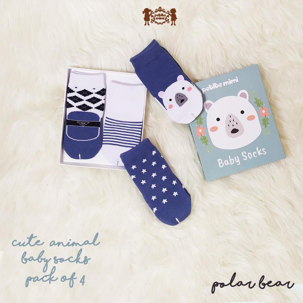 Petite Mimi Kaos Kaki isi 4 pasang 0-12 bulandengan Anti Slip