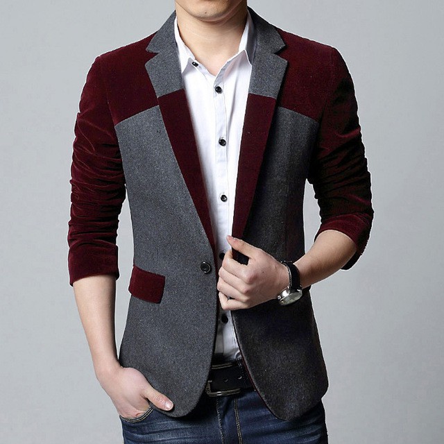 Blazer Pria Warna Abu Kombinasi  Merah  Maroon  Jas Pria 