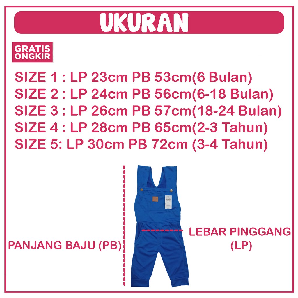 OVERALL OSKOSH PANJANG &amp; PENDEK / ECER &amp; GROSIR PREMIUM / OVERALL ANAK / OVERALL PANJANG ANAK UNISEX