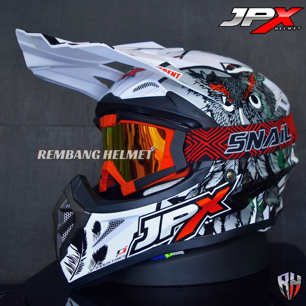 HELM JPX CROSS_FOX1 X13 - PEARL WHITE GLOSS PAKET GANTENG GOOGLE SNAIL HELM JPX KLX ORIGINAL HELMET MOTO TRAIL SUPERMOTO HELM FULL FACE MOTO CROSS TERBAIK TERMURAH-MX30 MATT RED/RED