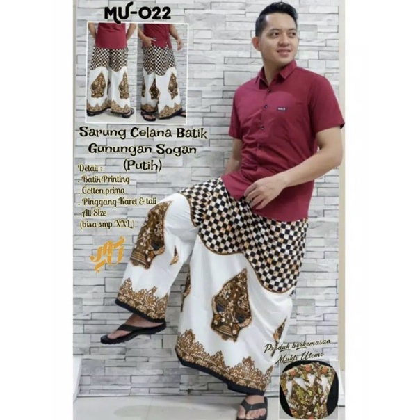 sarung celana batik motif wayang GUNUNGAN - celana sarung solo sragen - sarung celana DEWASA