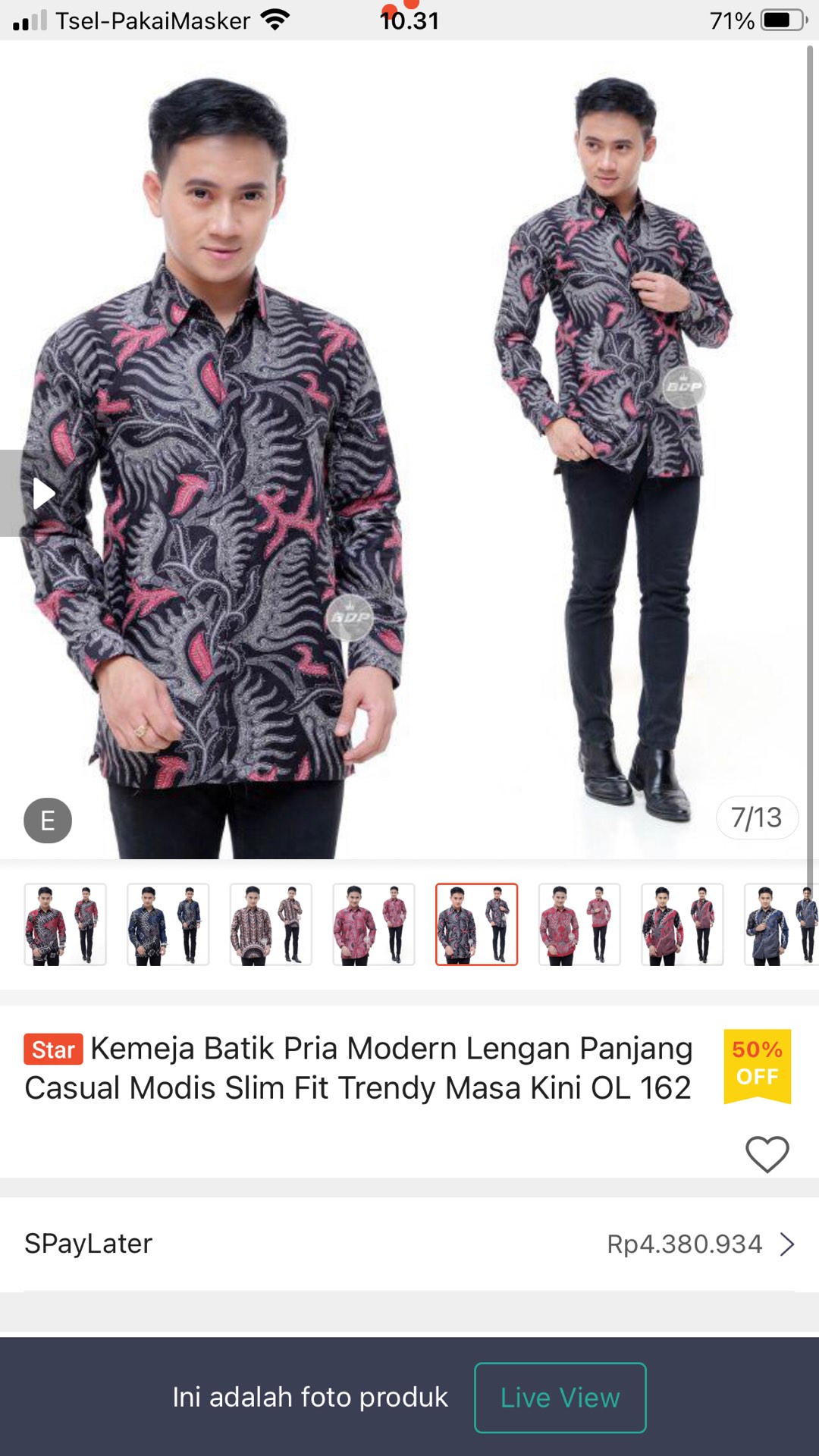 Kemeja Batik Pria Modern Lengan Panjang Casual Modis Slim Fit Trendy Masa Kini Ol 162
