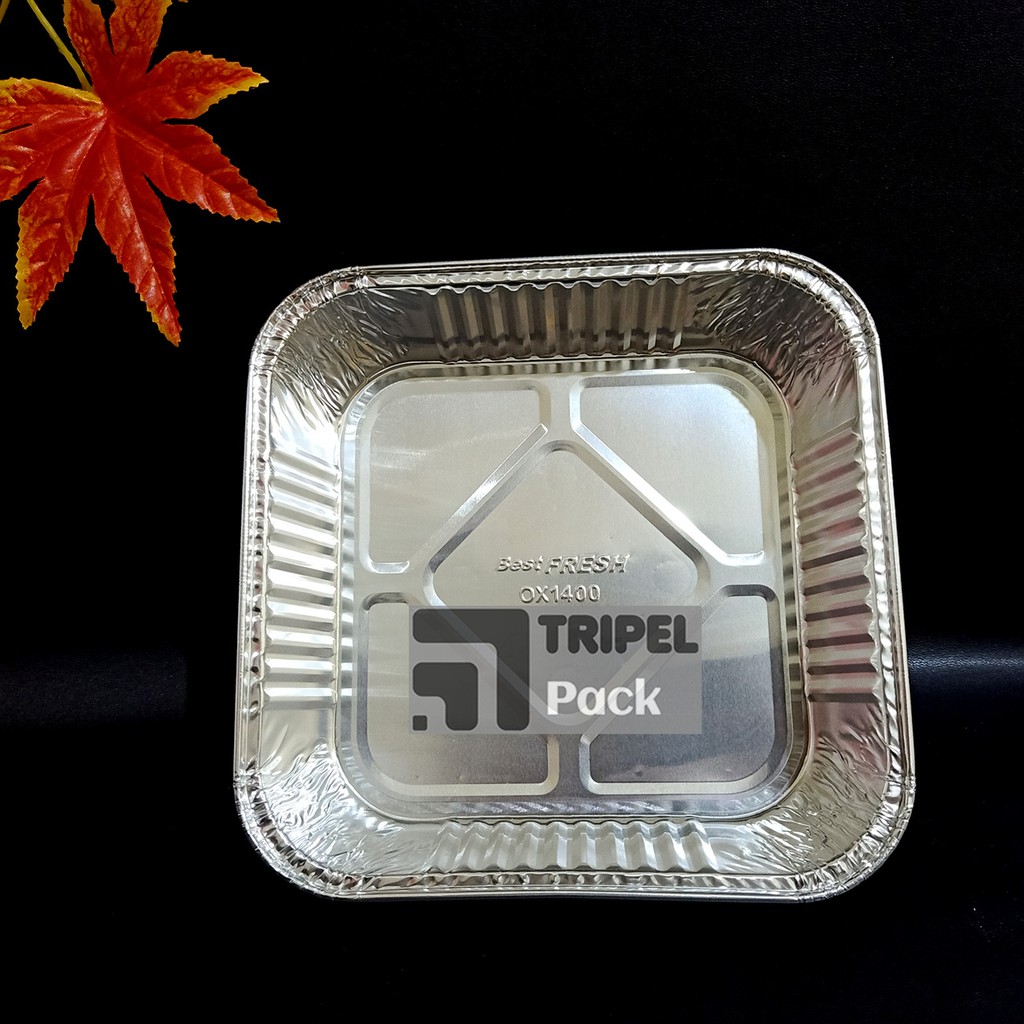 Aluminium Foil Cup Tray OX-1400 Tanpa Tutup 20x20 cm isi 10 pcs