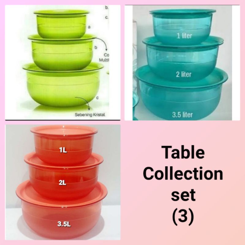 

Tuperware 3pcs Table collection 3.5L 2L 1L wadah saji