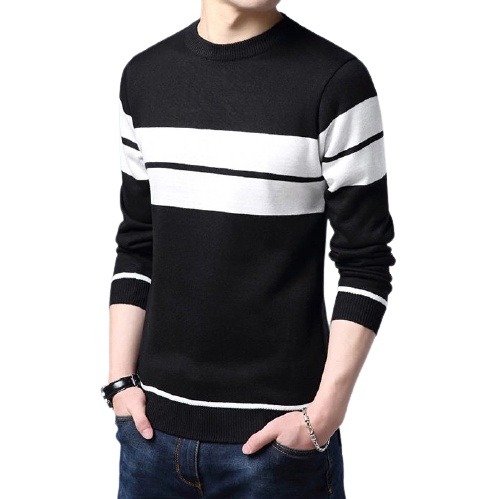 Sweater Rajut Pria Valdo tribal/Sweater motip Garis-Garis