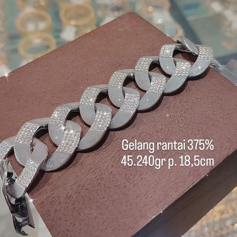 gelang Sisik naga emas putih kadar 375%