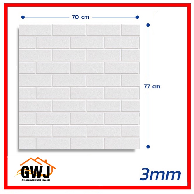 GWJ-Wallpaper Bata 3D Foam 70x77cm BrickFoam Premium Warna