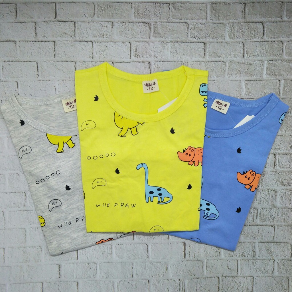 kaos anak laki laki unisex murah usia 1-5thn 100% import gambar dinosaurus - PPAW TSHU03