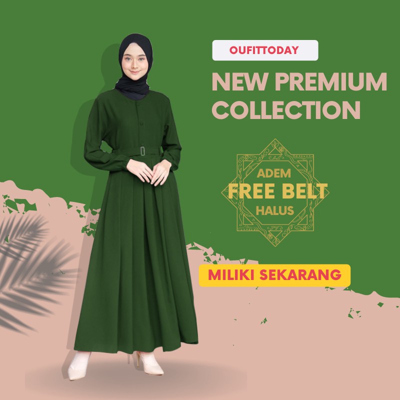 Gamis Wanita Dewasa Murah Hijau Muslim Syari Terbaru 2021 Polos Premium
