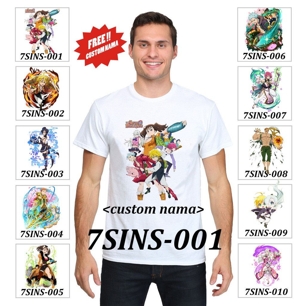 FREE CUSTOM NAMA!! Kaos Seven Deadly Sins / Nanatsu no Taizai