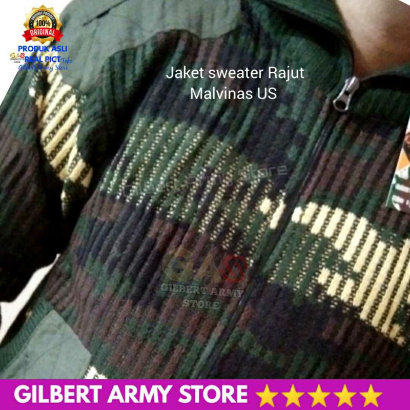 GILBERT ARMY STORE Sweater Hitam Polos Pria Rajut Tni Polri Jumbo L,XL,XXL Full Zip Resleting Kualitas Premium