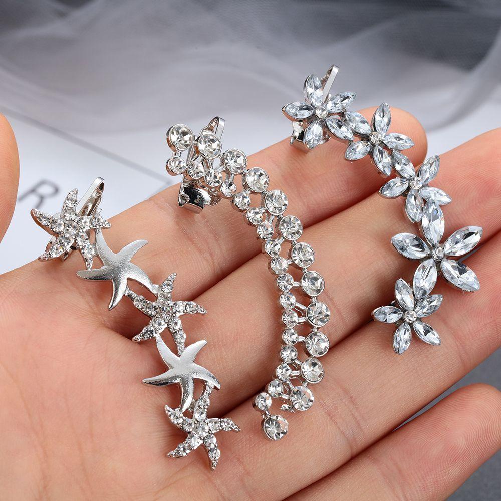 Lily 1PC Ear Wrap Cuff Earrings Aksesoris Fashion Hadiah Perhiasan Berlian Imitasi Klip Telinga