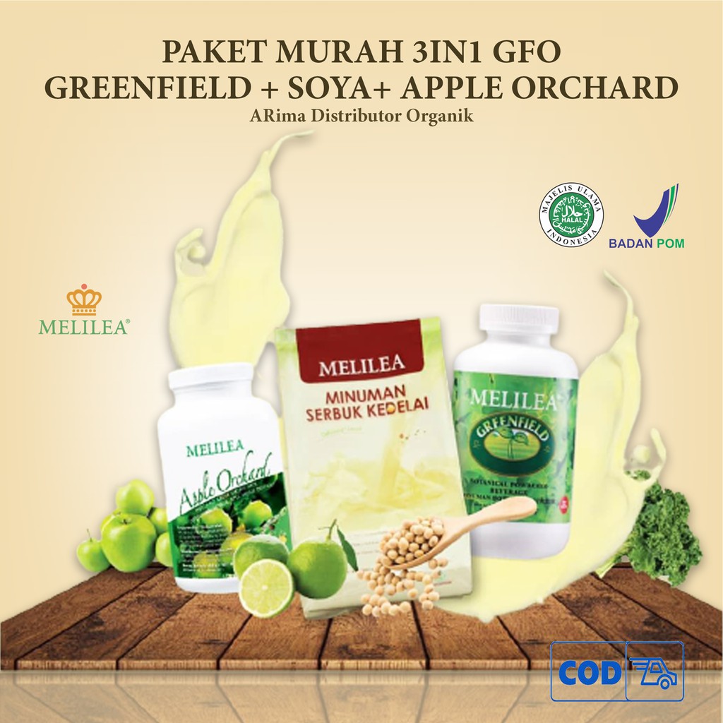 

Paket Murah 3 in 1 GFO Greenfield+Soya+Apple Orchid MEDETOX Diet Detox Alami Organik Halal BPOM MUI