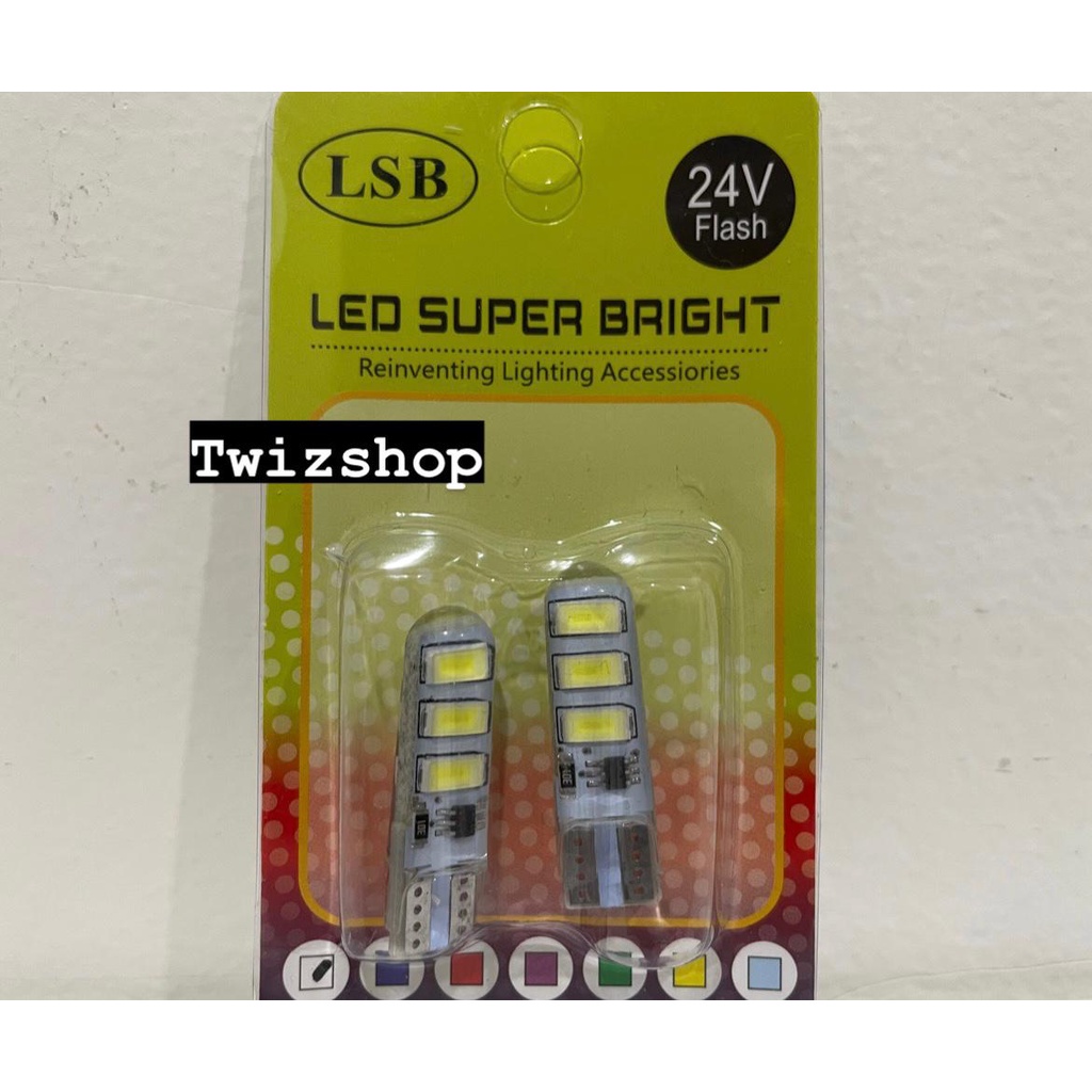 Lampu LED Senja T10 24 Volt 12 Volt 6 LED Nyala Kedip Strobo 24V 12V