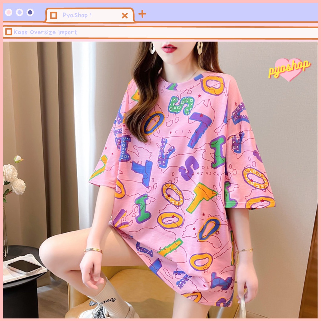 Kaos oversize import jumbo motif Peta Tulisan