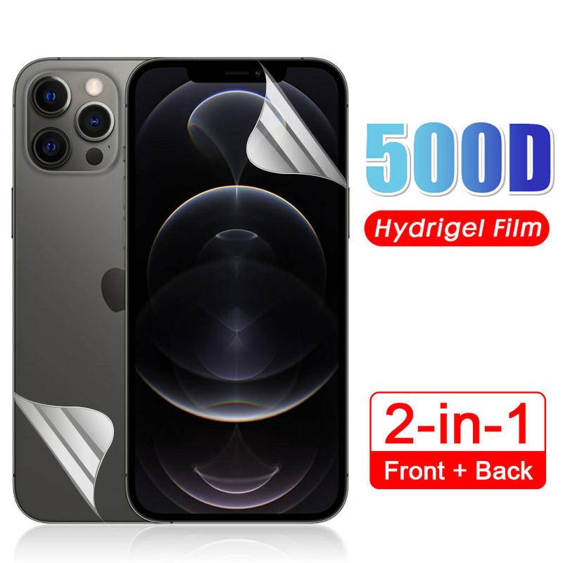 2in1 Pelindung Layar Hydrogel Film Untuk iPhone 13 12 11 Pro Max Mini X XR XS Max 7 8 6 6s Plus SE 2020 2022