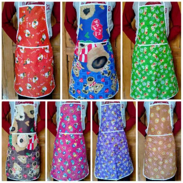 celemek Masak apron masak motif karakter dan polkadot