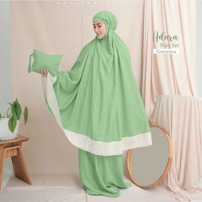 MUKENA ADARA KATUN POLOS DEWASA JUMBO RENDA RAJUT PREMIUM