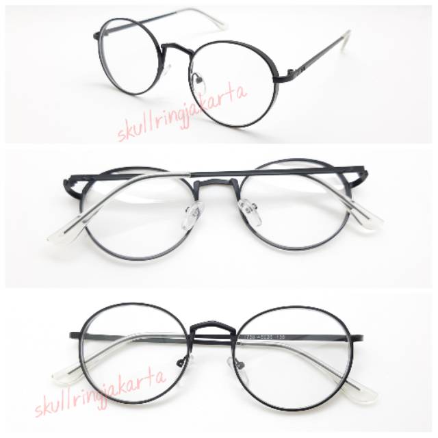 Paket lensa minus antiradiasi frame kacamata pria wanita vintage mini bully