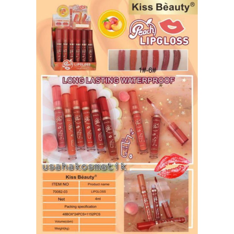 TERMURAH LIPGLOSS MATTE LIP COLOR | PEACH  KISS BEAUTY NO.70063 | 70082