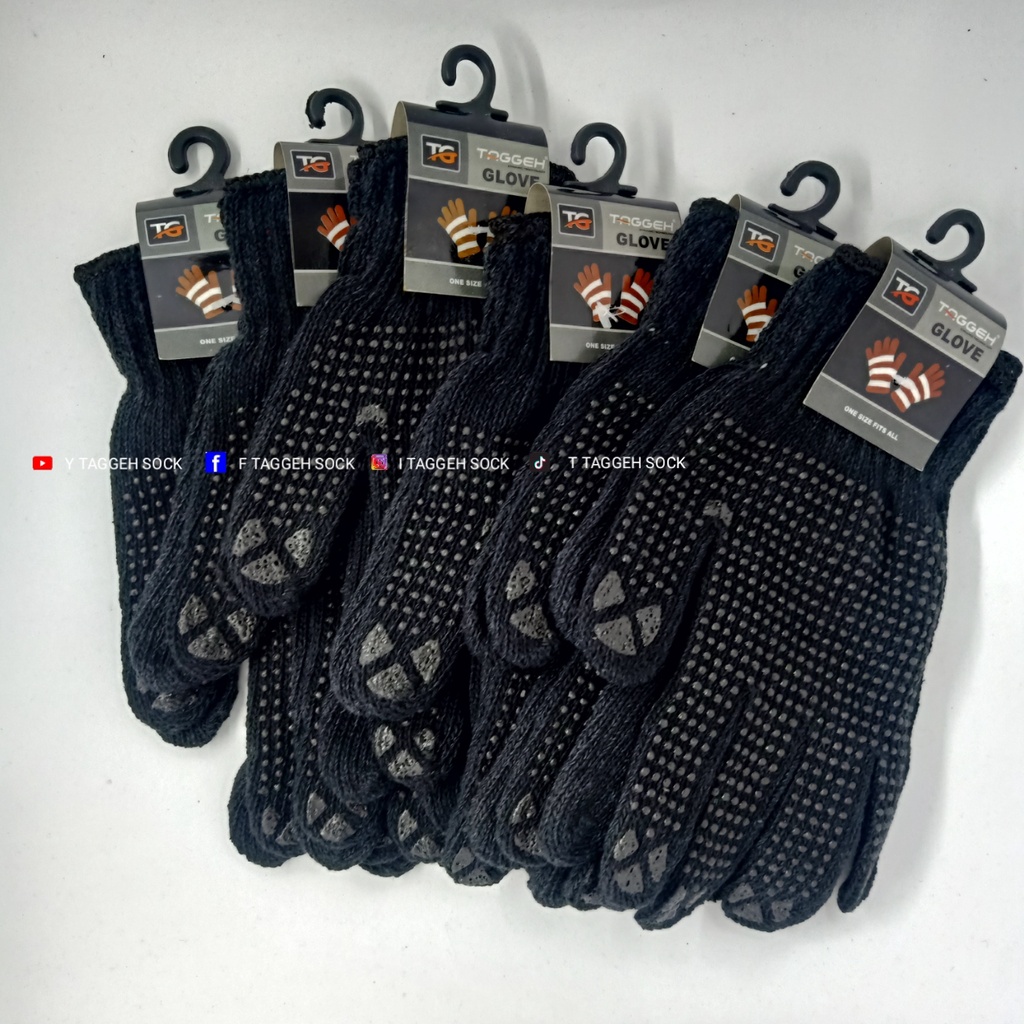 SARUNG TANGAN PEKERJA / SARUNG TANGAN ANTI SLIP HITAM POLOS