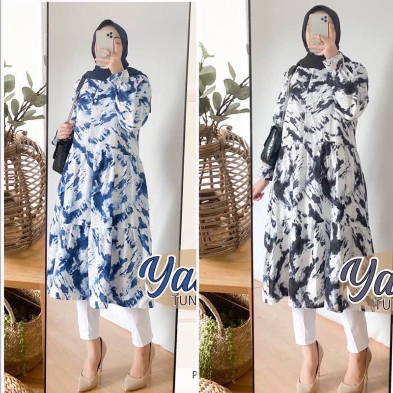 YAIRA TUNIK PREMIUM PUSATGROSIR_SOLO/ TUNIK MURAH RAYON MOTIF ABSTRAK TIEDYE HITS SELEBGRAM