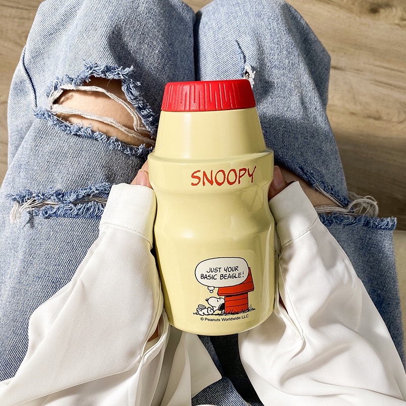 BOTOL MINUM STAINLESS / BOTOL MODEL YAKULT SNOOPY / BOTOL SNOOPY LUCU