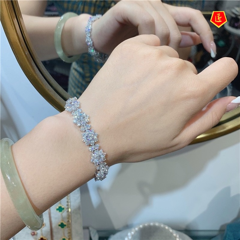 [Ready Stock]S925 Silver Diamond Sunflower Bracelet Luxury