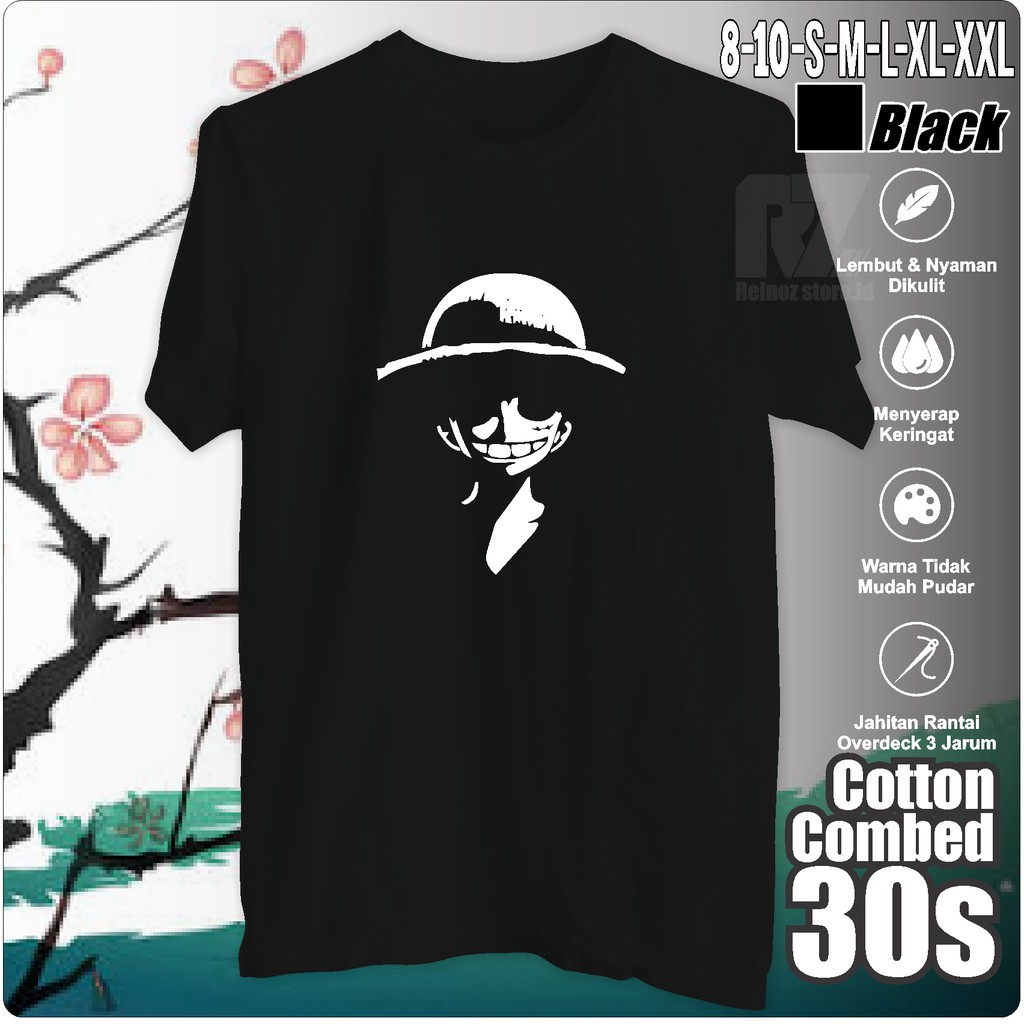 KAOS LUFFY siluet ONE PIECE / kaos anime / kaos komunitas / kaos kanji / kaos hobby / kaos santaI