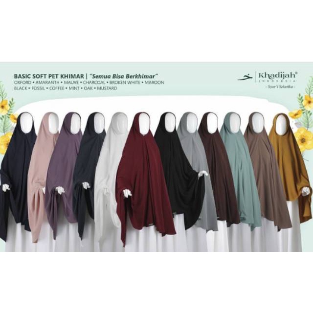 HIJAB INSTANT KHIMAR SYARI POLOS BASIC SOFT PET BY KHADIJAH INDONESIA