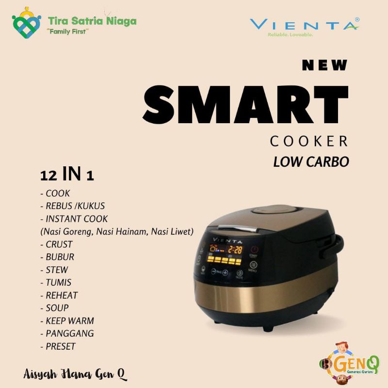 [GARANSI] Smart Cooker Low Carbo Vienta - Rice Cooker Rendah Gula