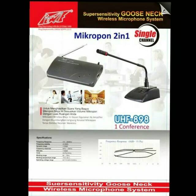 Mic Pewie UHF 898 Gooseneck Microphone Conference