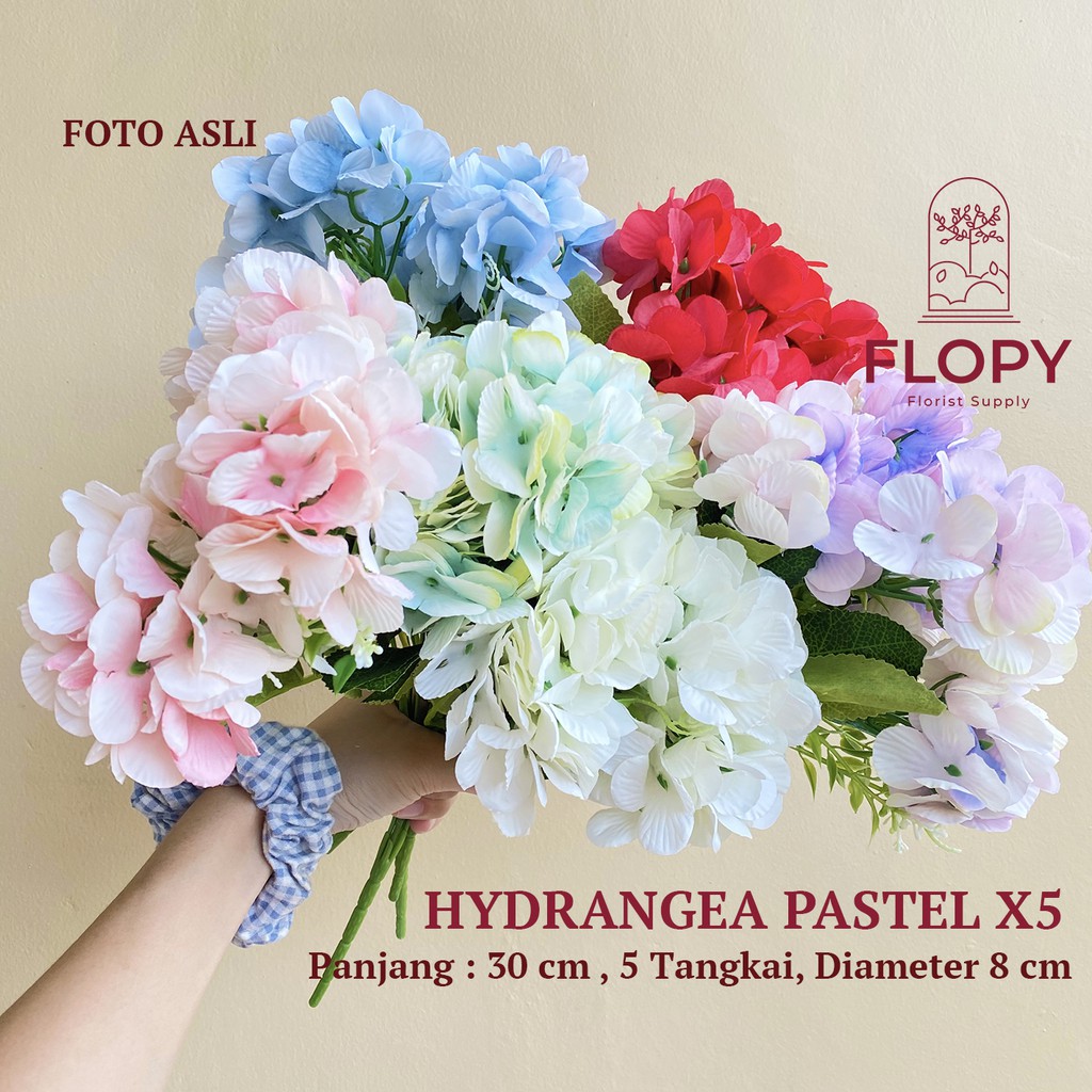 Jual [5 Tangkai] Hydrangea Pastel X5 Bunga Artificial Bunga Hydrangea